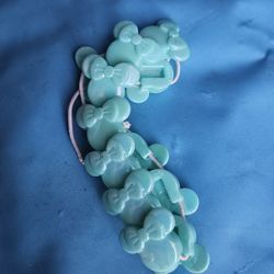 Disney Parks Minnie Mouse Head Ears Plastic Stretch Bracelet Teal Iridescent