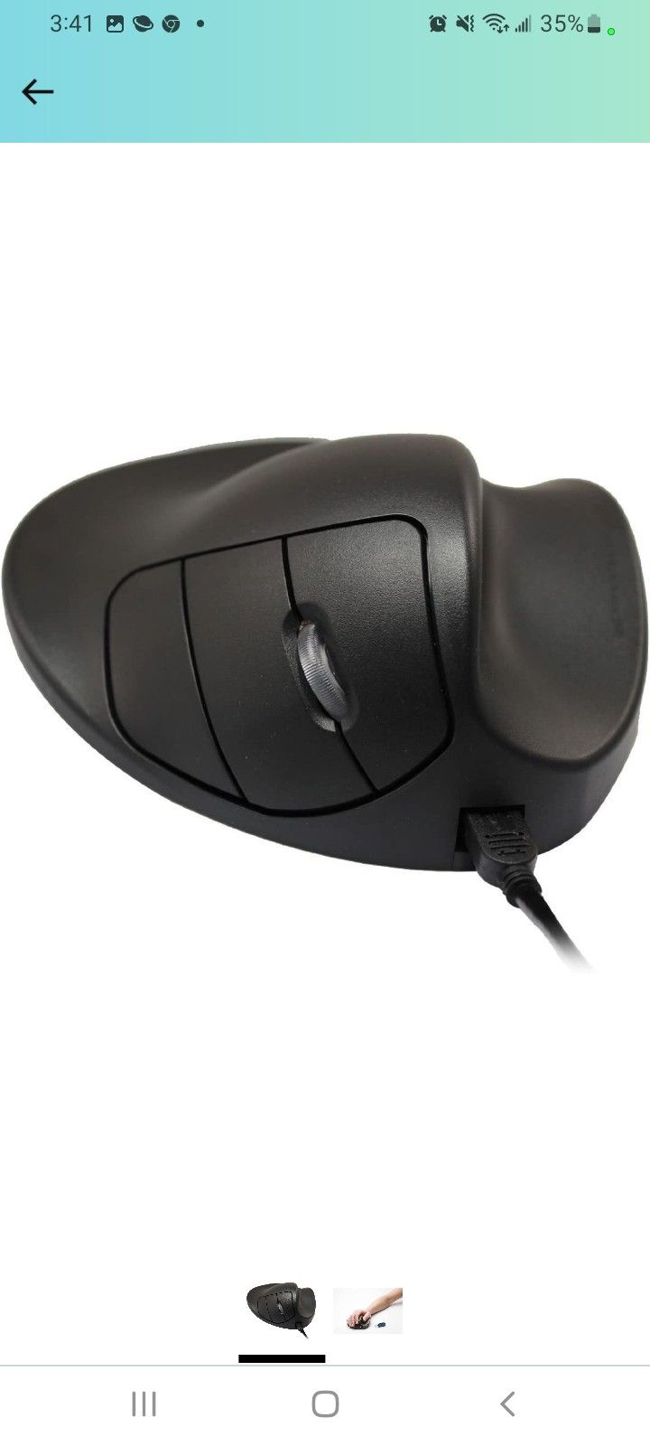Hippus LS2WL Wired Light Click Handshoe Mouse (Left Hand, Small, Black)