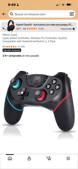 Lyyes Switch Controller, Wireless Pro Controller Joystick Compatible with Switch/Lite/Switch 2, 2 Pack