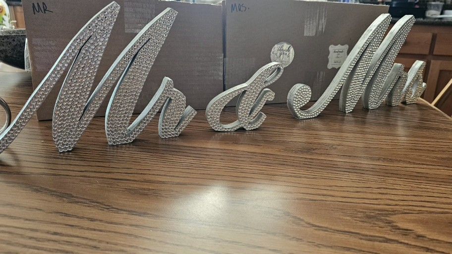 Mr & Mrs Bling Sign Also Candle Holder 