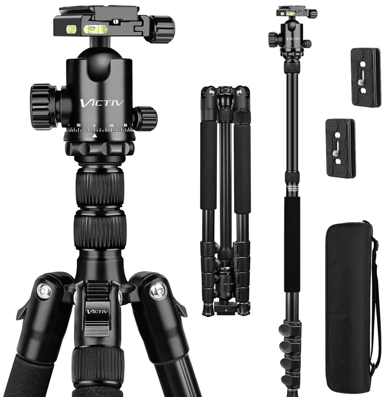 VICTIV 78" Tripod for Camera, Tall DSLR Tripod & Monopods, Professional Heavy Duty Tripod for Spotting Scopes, Binocular, Aluminum Camera Tripods Stan