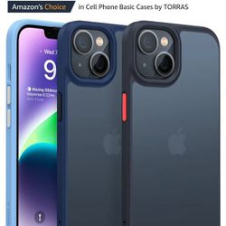 TORRAS Shockproof for iPhone 15 Plus Case & iPhone 14 Plus Case [Military Grade Drop Tested] Shockproof Protective Black Hard Back Slim Case 