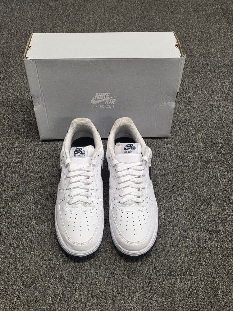 Nike Air Force 1 '07 White Midnight Navy Blue Sneakers FJ4146-104 Size 11