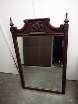 29x 46 Vintage Dark Hardwood Hanging Mirror