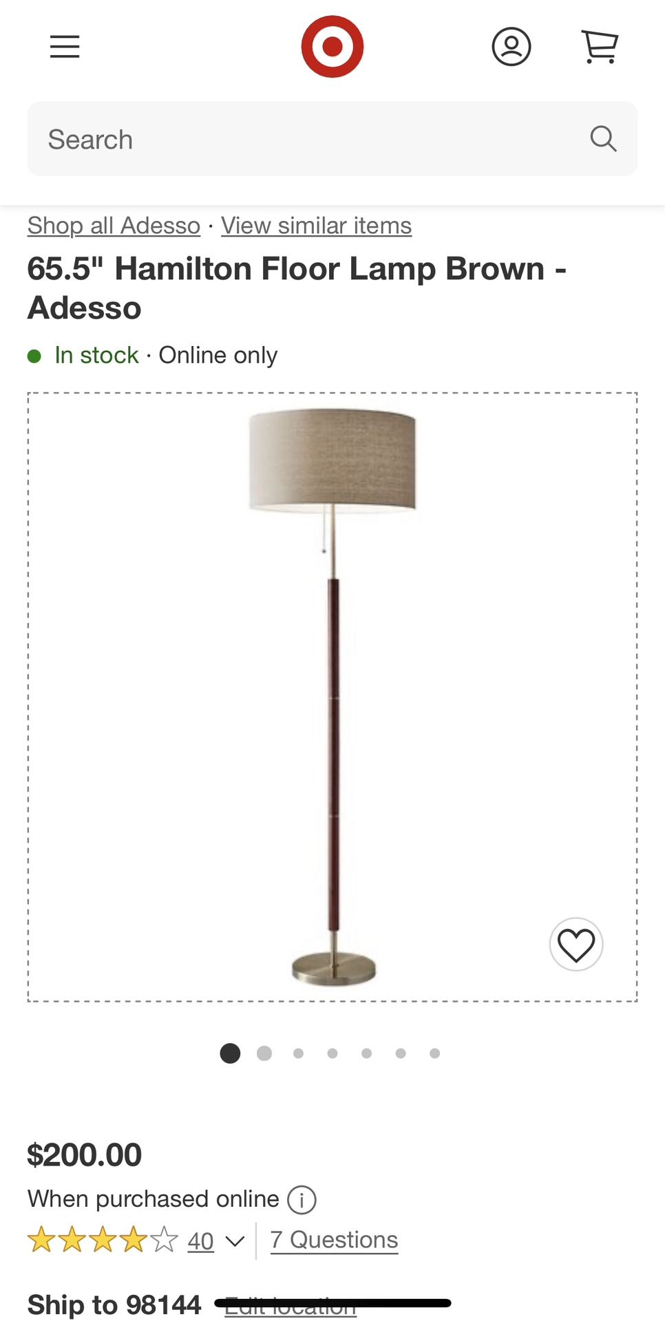 65.5" Hamilton Floor Lamp Brown - Adesso