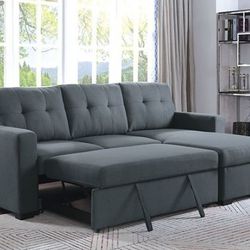 Brand New Dark Grey Sectional Sofa Storage Sleeper