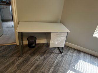 White Office Desk with Two Drawers