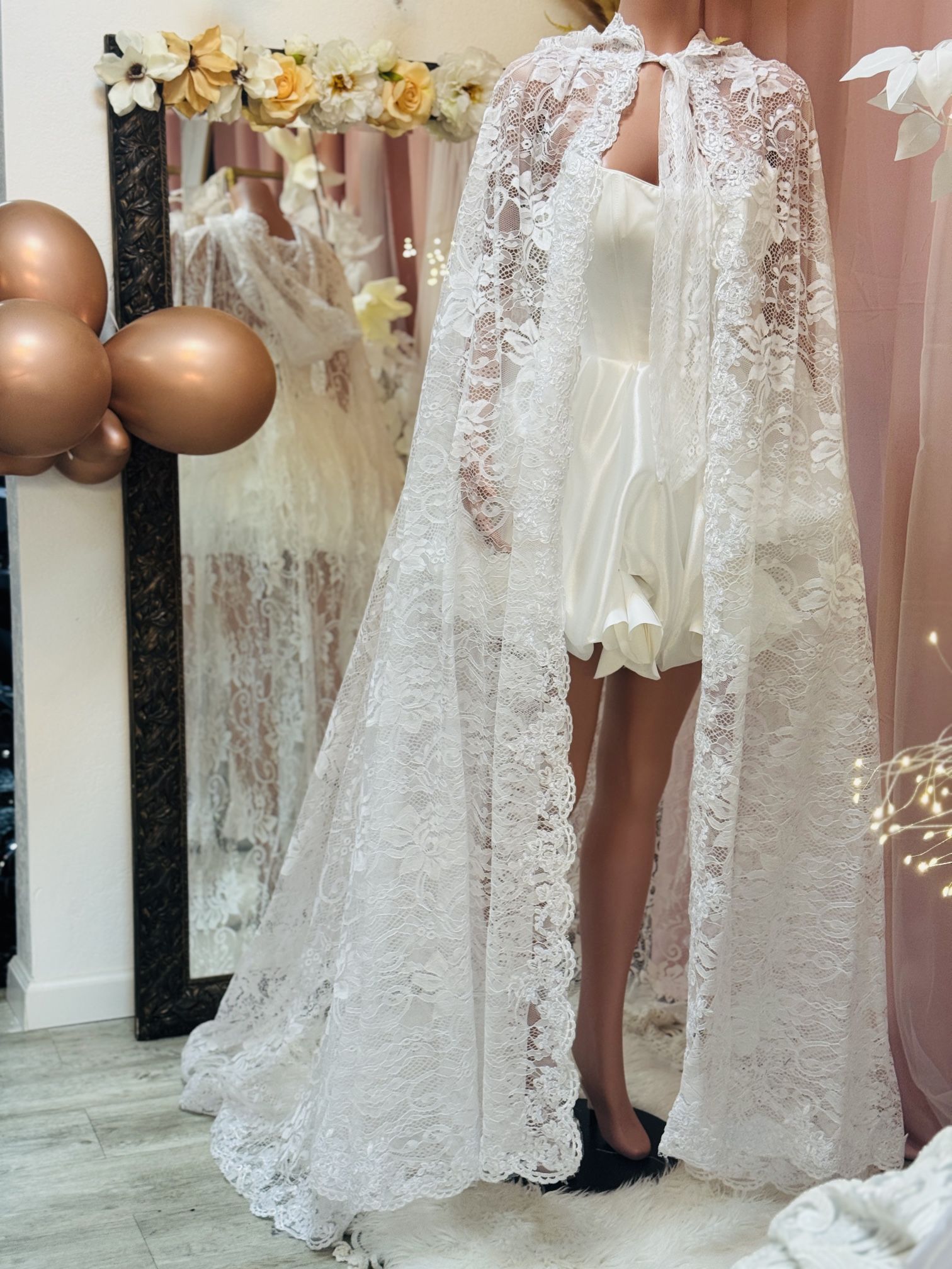Bridal/Wedding lace cape veil with a hoodie