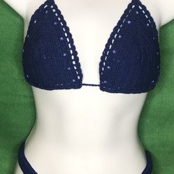 Large Blue Knitted Bikini 