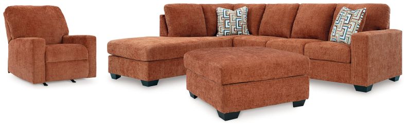 Aviemore Spice 2-Piece Sectional with Chaise, Recliner and Ottoman (Online Special Price)