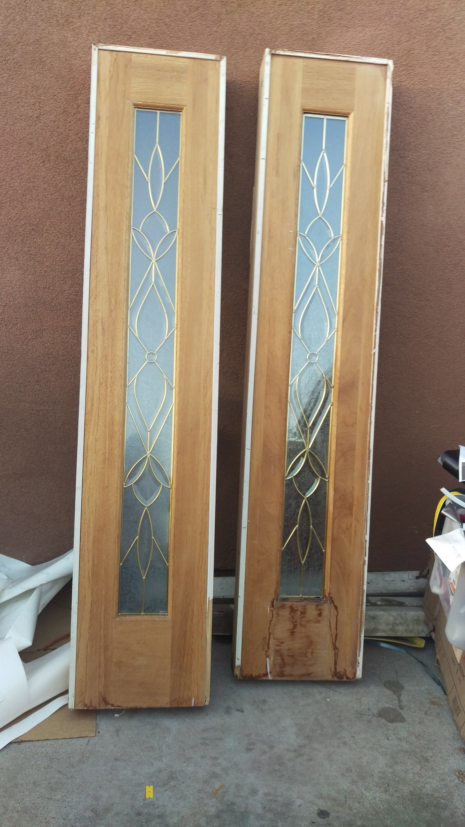 42 inches X 79 mahogany entry door plus 2 side one light door 15X 79 inches