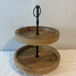  GORGEOUS Natural Wood and Metal Display Stand