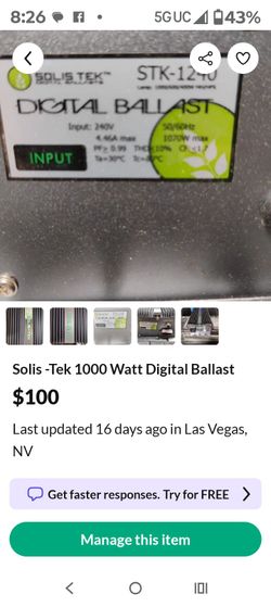 Solis tek 1,000 watt ballast