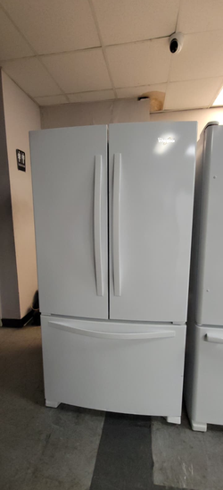 Whirlpool French Door Fridge – White, Bottom Freezer, Clean