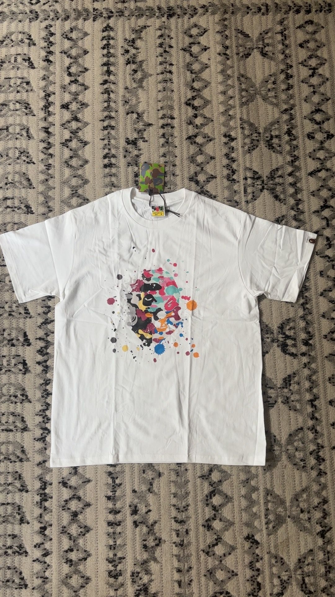 BAPE white shirt with Splatter logo