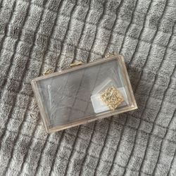 Acrylic Box Clutch with Gold Chain