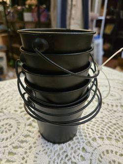5 black metal bucket. Great for planting, crafts or organization