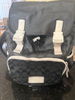 Authentic Coach Track Backpack Signature Canvas - Charcoal/Chalk