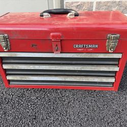 Craftsman Metal Toolbox With Drawers Vintage Red Tool Box