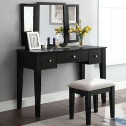 Brand New 3 PC Black Wood Vanity Set