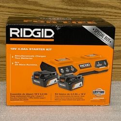 RIDGID AC95240SB 18V Dual Port Simultaneous Charger with 18V 4.0 Ah Lithium-Ion