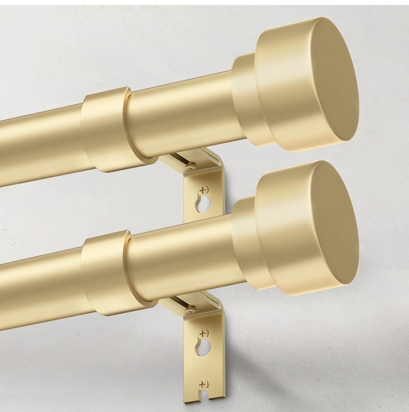 2 Pack Heavy Duty Curtain Rods for Windows 28 to 48 Inch, 1 Inch Gold Adjustable Curtain Rod Set with Easy Installation and Modern Design (A1,Gold,30-