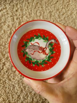 Vintage Christmas goose with bow porcelain coasters