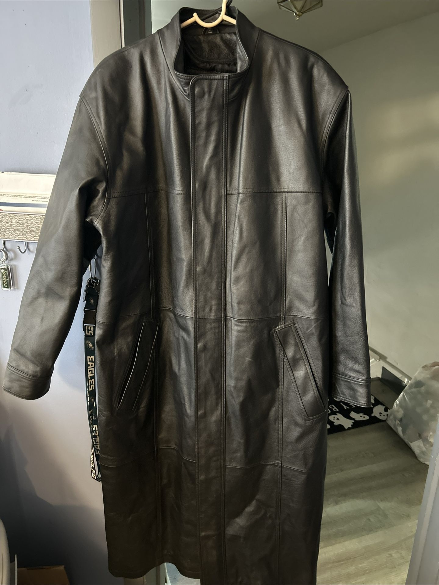 Men’s FASHION BY FRANKLIN ALLEN GENUINE LEATHER TRENCECOATSIZE-MED