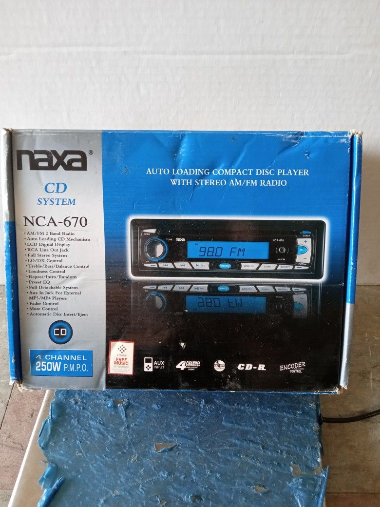 Naxa CD System NCA-670 Auto Loading Compact Disc Player With Stereo AM FM Radio Aux In Jack For External Use