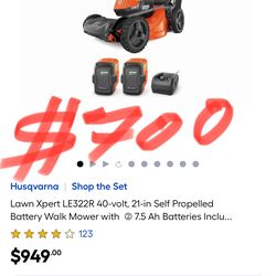 Husqvarna | Shop the Set Lawn Xpert LE322R 40-volt, 21-in Self Propelled Battery Walk Mower with @ 7.5 Ah Batteries Inclu..