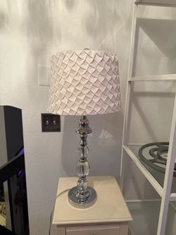 Crystal and silver lamp with with shade