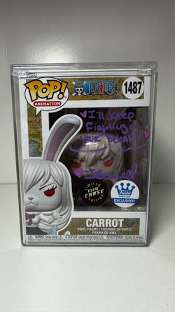 Funko Pop! One Piece Carrot #1487 Glow Chase Signed & Quoted + Doodle By Tia Ballard COA