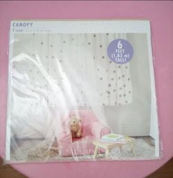 sheer white fabric hanging play canopy