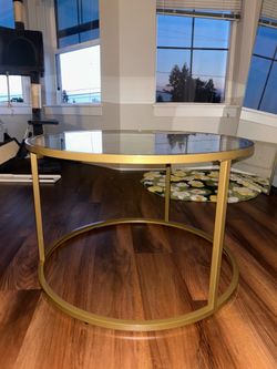 Round glass coffee table