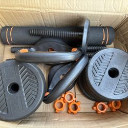 Adjustable Dumbbell Set – 20 lb Octagonal Anti-Roll Design, Orange