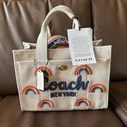 Coach Cargo Small Tote Bag with embroidered Rainbows 26