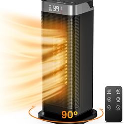 Space Heater, 90°Oscillating 1500W Electric Ceramic Tower Heater with Remote