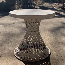 Vintage Metal White Patio Table  