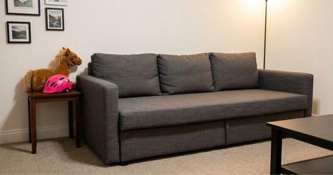 Gray 3-Seat Fabric Sofa