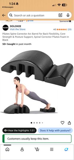 Pilates Spine Corrector Arc Barrel for Back Flexibility, Core Strength & Posture Support, Spinal Corrector Pilates Foam in Black