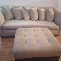 Feather Couch With Oversized Ottoman