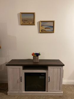 Rustic Farmhouse TV Stand w/ Electric Fireplace