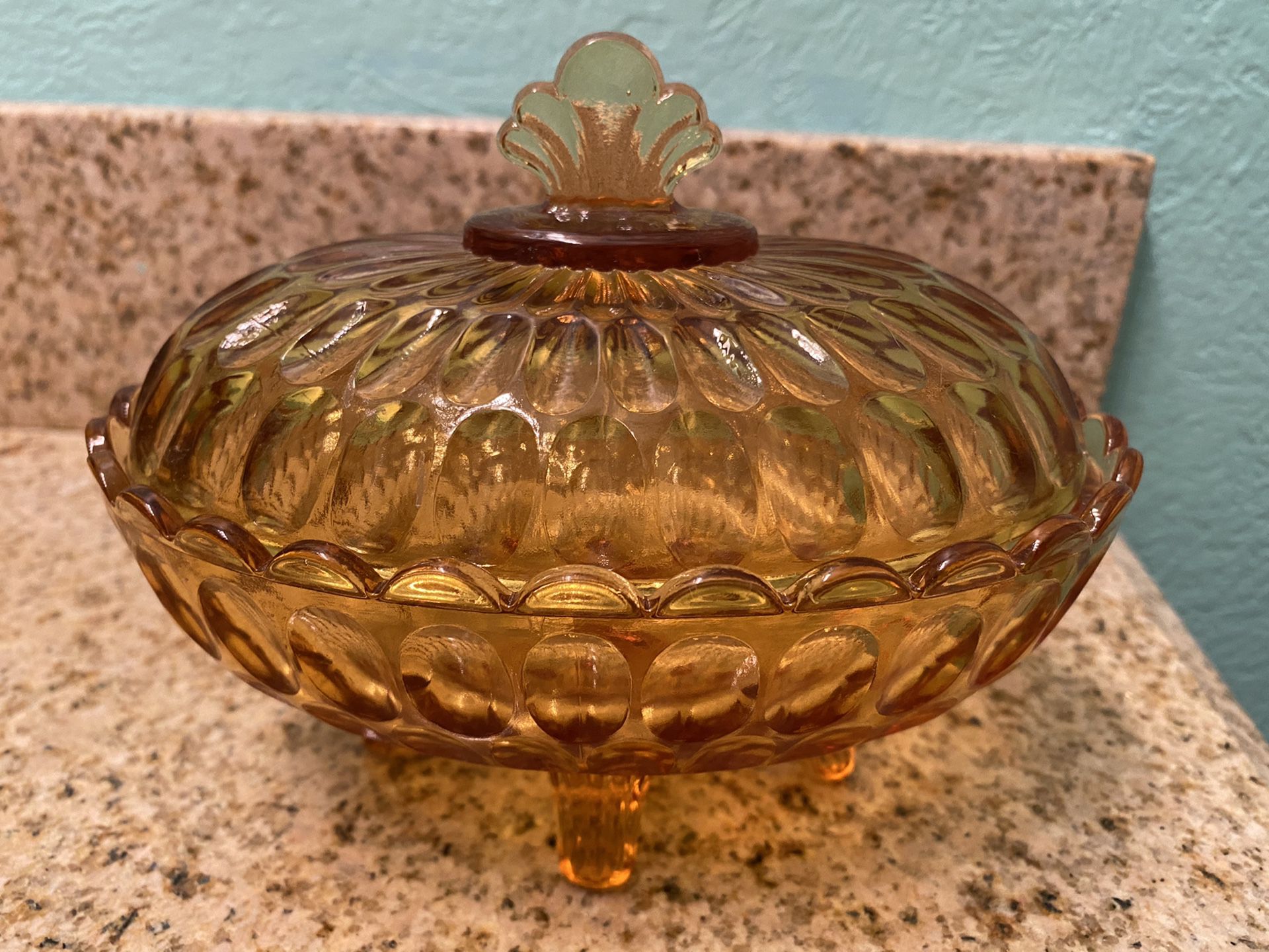Vintage glass covered dish