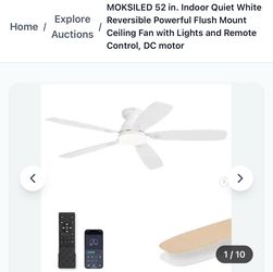 52 in ceiling fan with remote and cradle