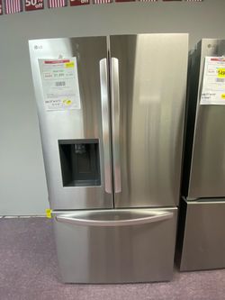 LG Counter-Depth MAX 25.5-cu ft 3-Door 36-in Wide Smart Compatible French Door Refrigerator with Dual Ice Maker with Water and Ice Dispenser (PrintPro