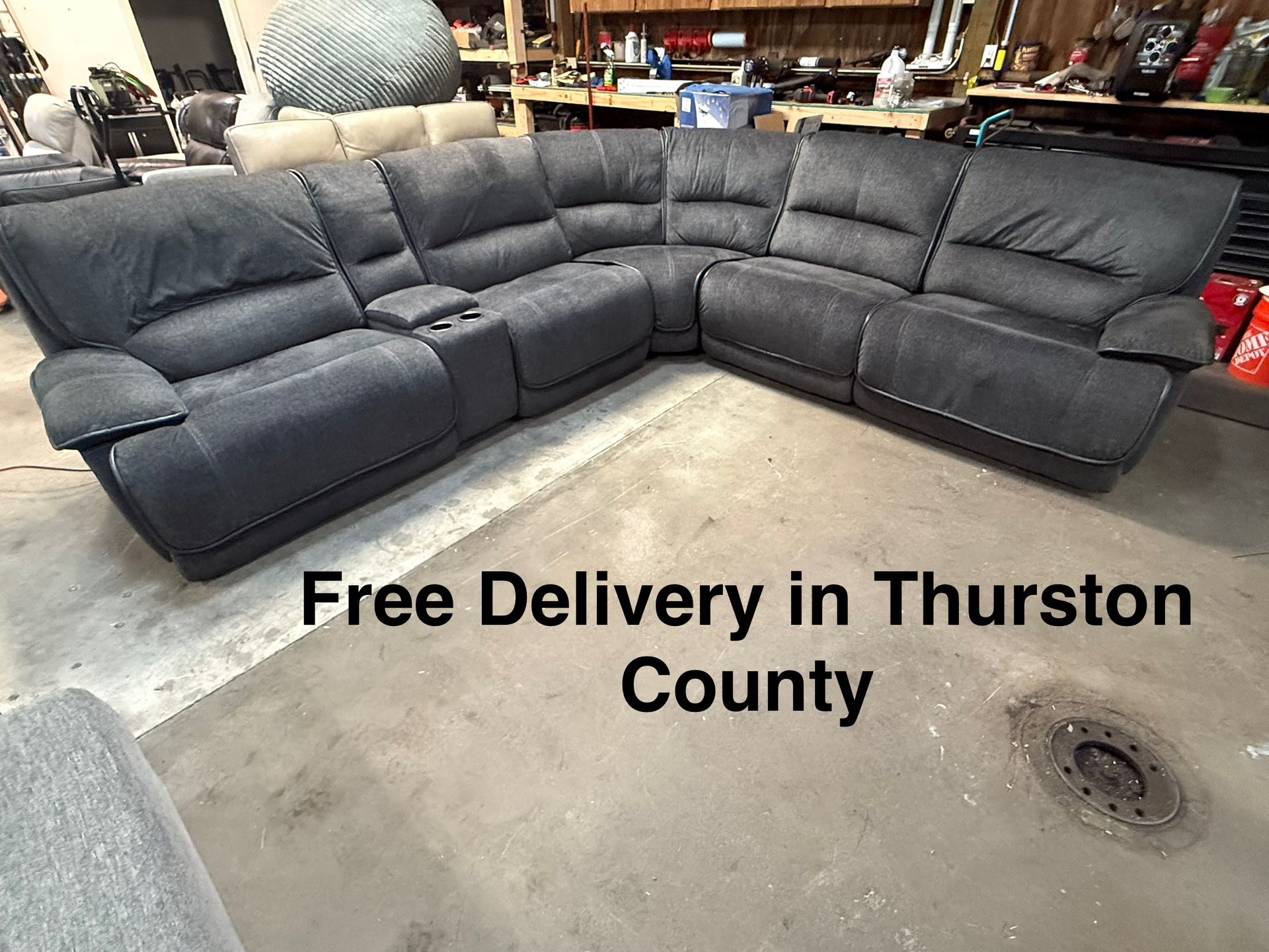 Fabric Power Reclining Sectional with Power Headrest
