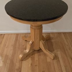 Granite Top Wood Pedistal Table With 3 Chairs