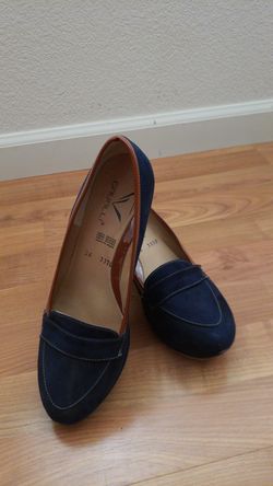 Navy/brown wedges size 9