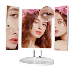 TOUCHBeauty Lighted Makeup Mirror Vanity Mirror with Lights, 1/2/3/7X Magnifying Mirror with Touch Screen, LED Makeup Mirror Beauty Lighted Up Mirror,