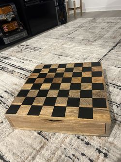 ($80 OBO) Chess/Checker Board with cubby and checker pieces